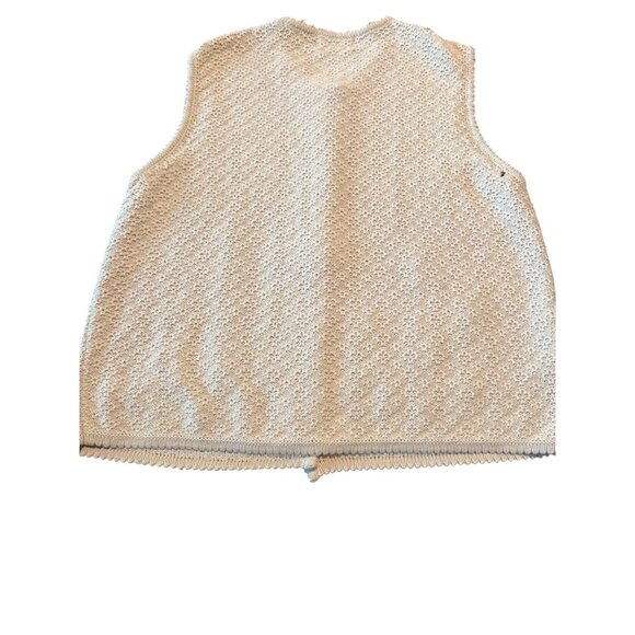 Tabi International Floral Embroidered Vest L Vintage Crochet Cottagecore Grandma - Picture 9 of 9